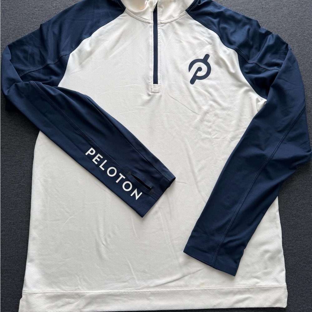 RHONE White Athletic Half-Zip Pullover with Navy Trim